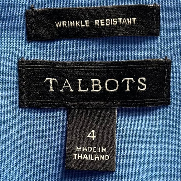 Talbots Wrinkle Resistant Slvless Button Down Collared Cotton Shirt Blue Sz 4 - Picture 8 of 11